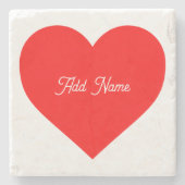 ロマンチック赤いハート パーソナライズされた ストーンコースター (正面)