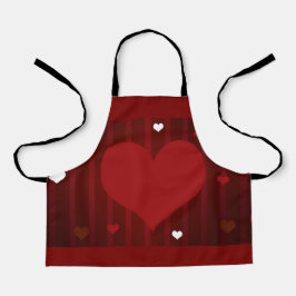 ロマンチック赤と白ラブミーハートバレンタイン エプロン