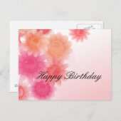 ロマンチック赤サンゴフローラ誕生日はがき ポストカード (正面/裏面)