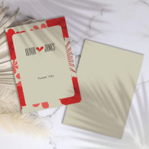 ロマンチック赤フローラ結婚サンキューカード