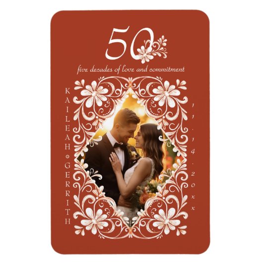 ロマンチック赤錆50周年記念写真磁石 マグネット (縦)