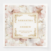 ロマンチック赤面アイボリーボホフローラ紙ナプキン (正面)