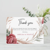 ロマンチック赤面バラパンパスグラス結婚ズ サンキューカード (スタンド正面)