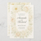 ロマンチック赤面バラ結婚式招待状 招待状 (正面/裏面)