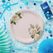 ロマンチック赤面ピンクアイボリー結婚フローラ ペーパープレート (パーティー)