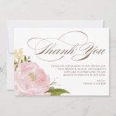 ロマンチック赤面ピンクガーデンバラボタニッ結婚クス サンキューカード (正面)