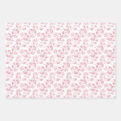ロマンチック赤面ピンクグリッター結婚フローラ ラッピングペーパーシート (正面3)