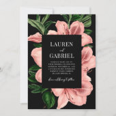 ロマンチック赤面ピンクダークヴィンテージフローラ結婚ズ 招待状 (正面)