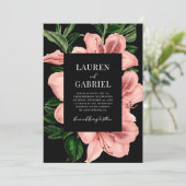 ロマンチック赤面ピンクダークヴィンテージフローラ結婚ズ 招待状 (スタンド正面)