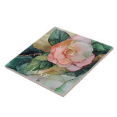 ロマンチック赤面ピンクピーチ金ゴールドフローララブ タイル (側面)