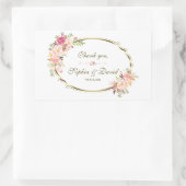 ロマンチック赤面ピンクフローラ金ゴールド結婚フレーム 長方形シール (バッグ)