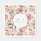 ロマンチック赤面ピンクローズフローラブライダルシャワー スタンダードランチョンナプキン (正面)
