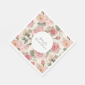 ロマンチック赤面ピンクローズフローラブライダルシャワー スタンダードランチョンナプキン (角)