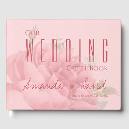 ロマンチック赤面ピンクローズ結婚ズ ゲストブック
