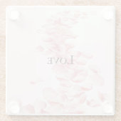 ロマンチック赤面ピンクローズ花びら ガラスコースター (裏面)