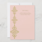 ロマンチック赤面ピンク華美金ゴールド結婚ズ 招待状 (裏面)