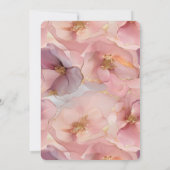 ロマンチック赤面ピンク金ゴールドグリッツフラワーズ誕生日 招待状 (裏面)