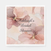 ロマンチック赤面ピンク金ゴールドフローラブライダルシャワー スタンダードランチョンナプキン (正面)