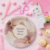 ロマンチック赤面ピンク金ゴールドフローラブライダルシャワー ペーパープレート (パーティー)