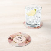 ロマンチック赤面ピンク金ゴールドフローラブライダルシャワー ラウンドペーパーコースター (インサイチュ)