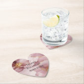 ロマンチック赤面ピンク金ゴールドフローラ誕生日 ペーパーコースター (インサイチュ)