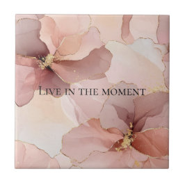 ロマンチック赤面ピンク金ゴールドフローラ タイル