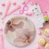 ロマンチック赤面ピンク金ゴールド結婚フローラ ペーパープレート (パーティー)