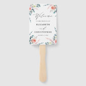 ロマンチック赤面ピンク&ホワイトフローラ結婚ズウェルカム ハンドファン (裏面)
