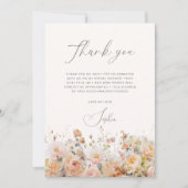 ロマンチック赤面ピーチフローラアーチブライダルシャワー サンキューカード (正面)