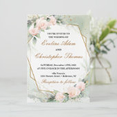 ロマンチック赤面フローラユーカリ結婚プス 招待状 (スタンド正面)