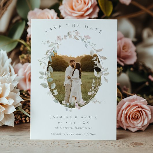 ロマンチック赤面フローラリース結婚写真 セーブザデート