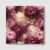 ロマンチック赤面ブルゴーニュ結婚金ゴールドズゲストブック ゲストブック (裏面)