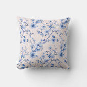 ロマンチック赤面ブルーフローラさくらんぼブロッサム クッション (正面)