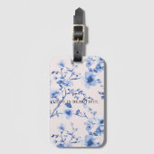 ロマンチック赤面ブルーフローラ ラゲッジタグ (正面縦)