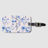 ロマンチック赤面ブルーフローラ ラゲッジタグ (正面横)