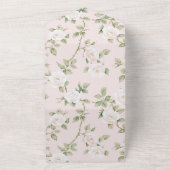 ロマンチック赤面ホワイトピンク結婚フローラ オールインワン招待状 (外側)