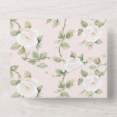 ロマンチック赤面ホワイトピンク結婚フローラ オールインワン招待状 (裏面)