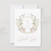 ロマンチック赤面ホワイトモノグラムクレストテーブル番号 招待状 (正面)