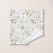 ロマンチック赤面ホワイトローズフローラ バスタオルセット (ウォッシュタオル)