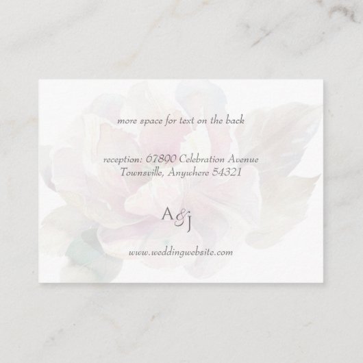 ロマンチック赤面牡丹結婚フローラ エンクロージャーカード (裏面)