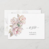 ロマンチック赤面牡丹結婚フローラ 出欠カード (正面/裏面)