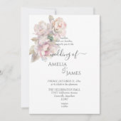 ロマンチック赤面牡丹結婚フローラ 招待状 (正面)