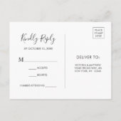 ロマンチック赤面開花フローラ結婚式RSVP | ネイビー インビテーションポストカード (裏面)