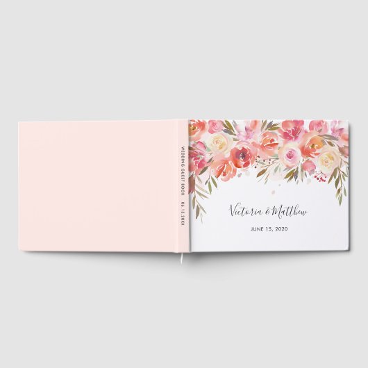 ロマンチック赤面開花結婚フローラ ゲストブック (全面)