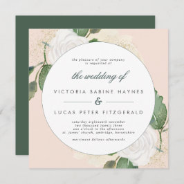 ロマンチック赤面&グリーン結婚式招待状 招待状