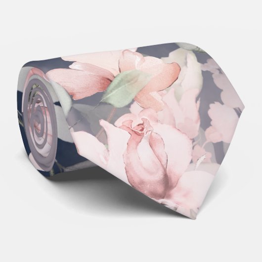 ロマンチック赤面&ネイビーシークレットガーデンバラ結婚ズ ネクタイ (ロール)