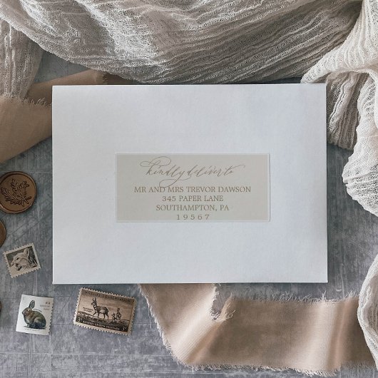 ロマンチック金ゴールドとアイボリーゲスト住所 シール