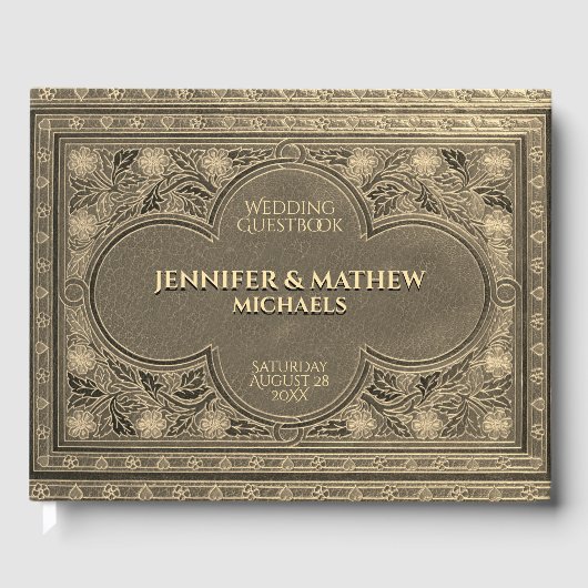 ロマンチック金ゴールドアンティークルックゲストブック ゲストブック (正面)