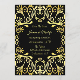 ロマンチック金ゴールドイスラム結婚式招待状 招待状