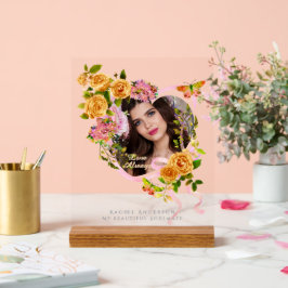 ロマンチック金ゴールドバララブフォト アクリルサイン